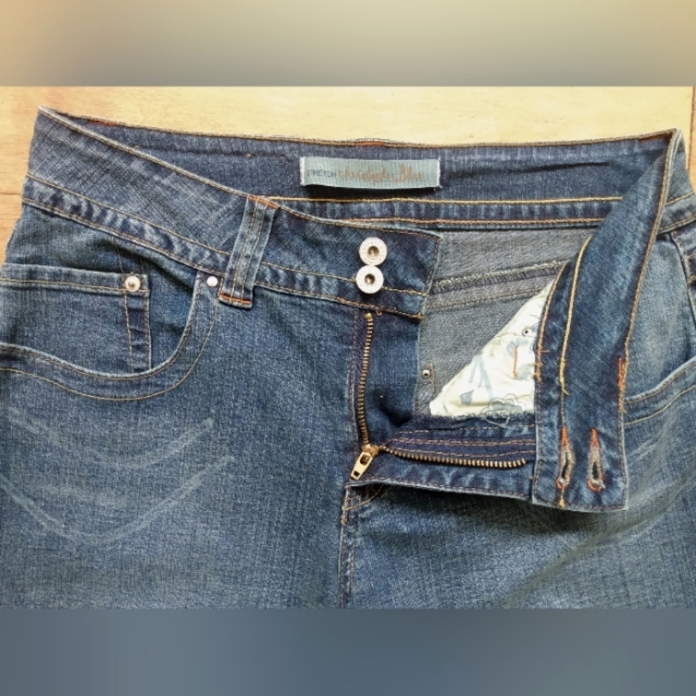 Christopher Blue stretch, 10, denim flare jeans